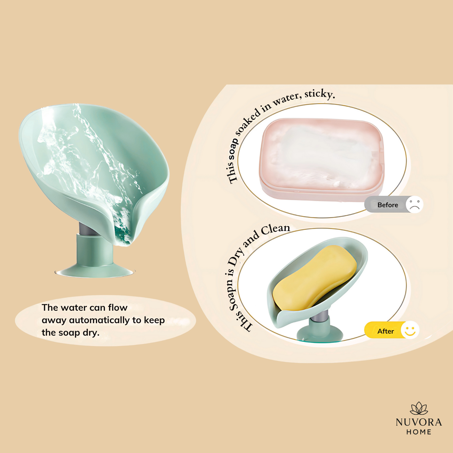 Leaf Shape Self Draining Soap Holder Pack of 2